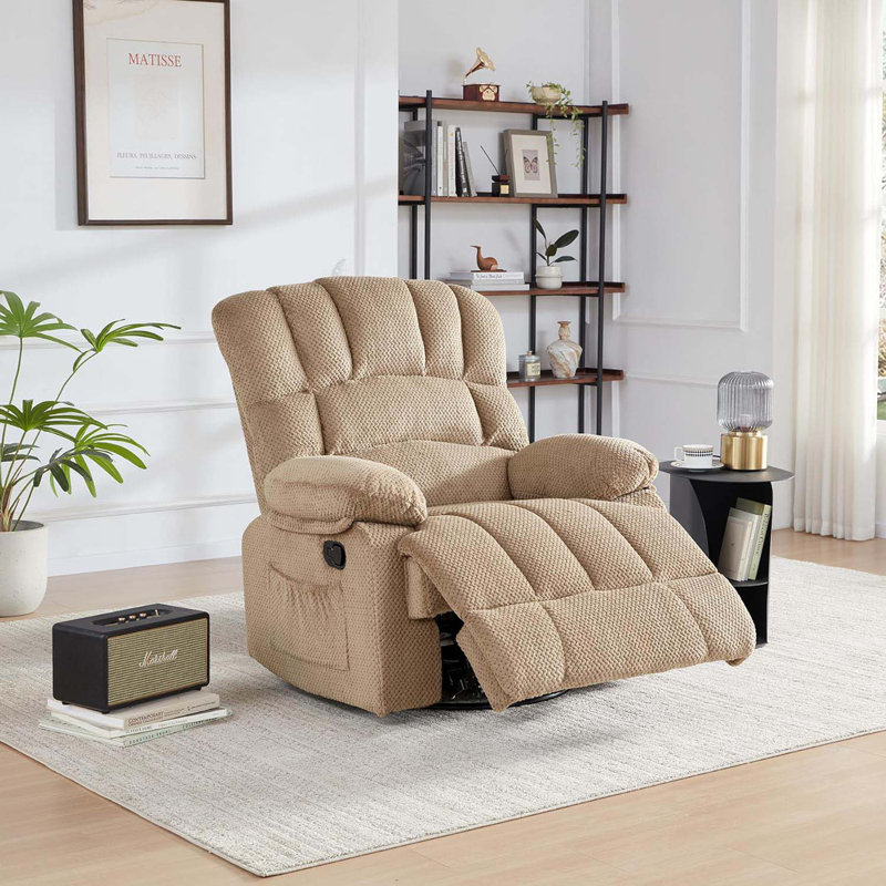 Latitude Run 360 Rocking Swivel Rocker Recliner Chair Oversized Recliner Chairs Overstuffed Manual Nusery Glider Recliner Extra Wide Recliner for Living Room Single Sofa Khaki Wayfair